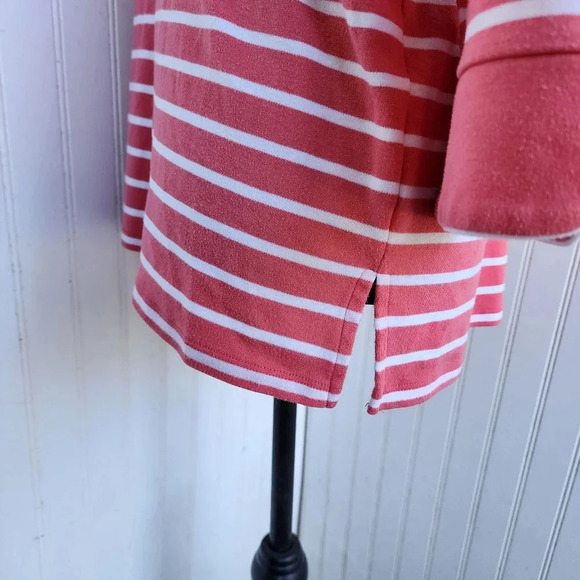 Drappers & Damon's Pullover Knit Top Shirt Women's Coral Pink White Striped Sz L - Picture 6 of 10